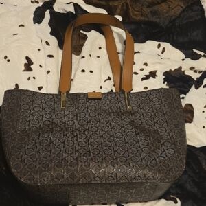 Calvin Klein Brown and Tan Monogram Tote